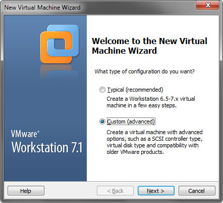создание виртуальной машины vmware этап 1